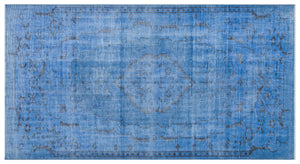 Blue Over Dyed Vintage Rug 4'6'' x 8'4'' ft 138 x 253 cm