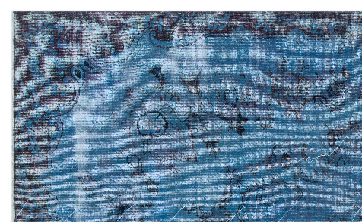 Blue Over Dyed Vintage Rug 5&#39;8&#39;&#39; x 9&#39;7&#39;&#39; ft 173 x 291 cm