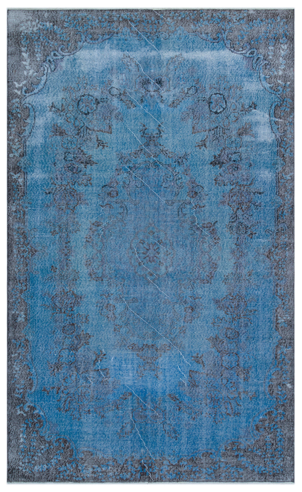Blue Over Dyed Vintage Rug 5'8'' x 9'7'' ft 173 x 291 cm