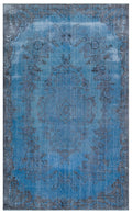 Blue Over Dyed Vintage Rug 5'8'' x 9'7'' ft 173 x 291 cm