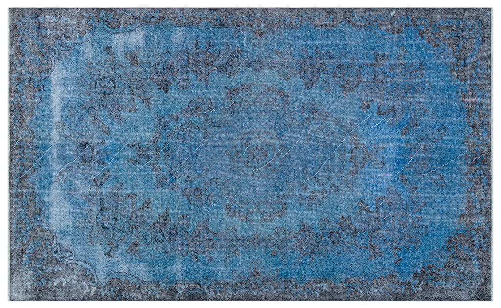 Blue Over Dyed Vintage Rug 5'8'' x 9'7'' ft 173 x 291 cm