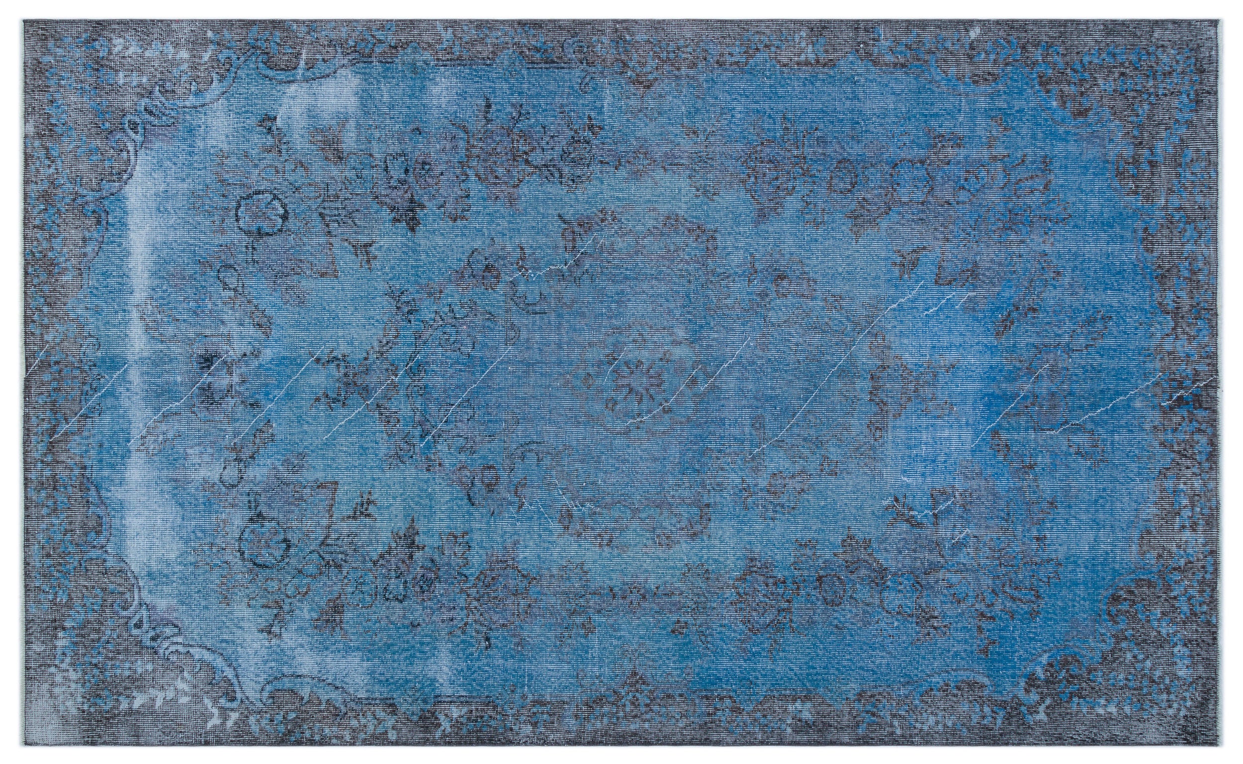 Blue Over Dyed Vintage Rug 5'8'' x 9'7'' ft 173 x 291 cm