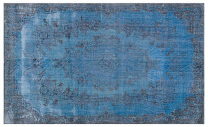 Blue Over Dyed Vintage Rug 5'8'' x 9'7'' ft 173 x 291 cm