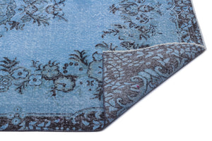 Blue Over Dyed Vintage Rug 5'0'' x 8'9'' ft 153 x 267 cm