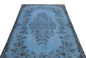 Blue Over Dyed Vintage Rug 5'0'' x 8'9'' ft 153 x 267 cm