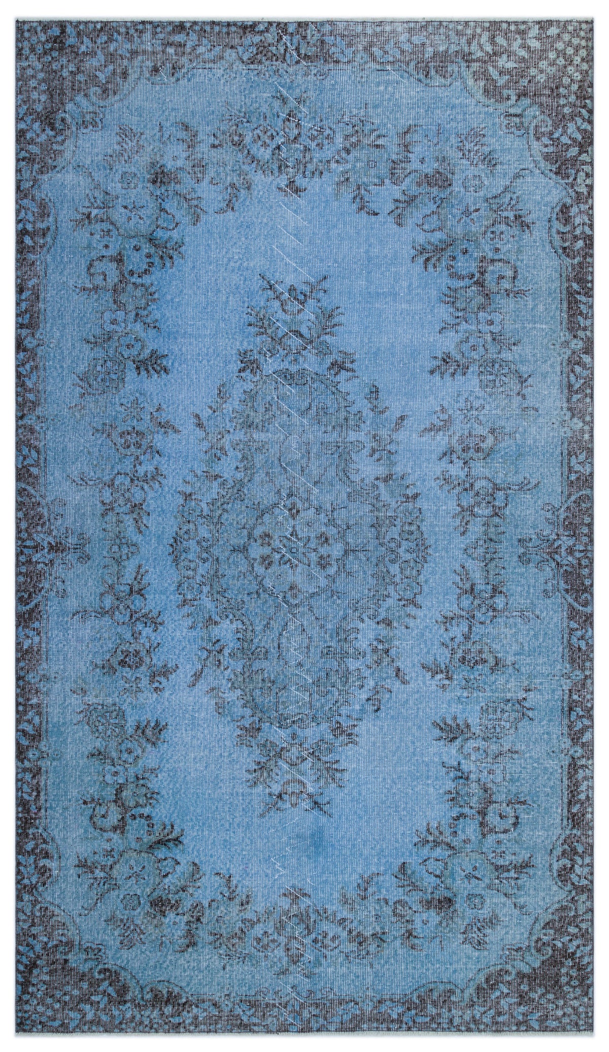 Blue Over Dyed Vintage Rug 5&#39;0&#39;&#39; x 8&#39;9&#39;&#39; ft 153 x 267 cm