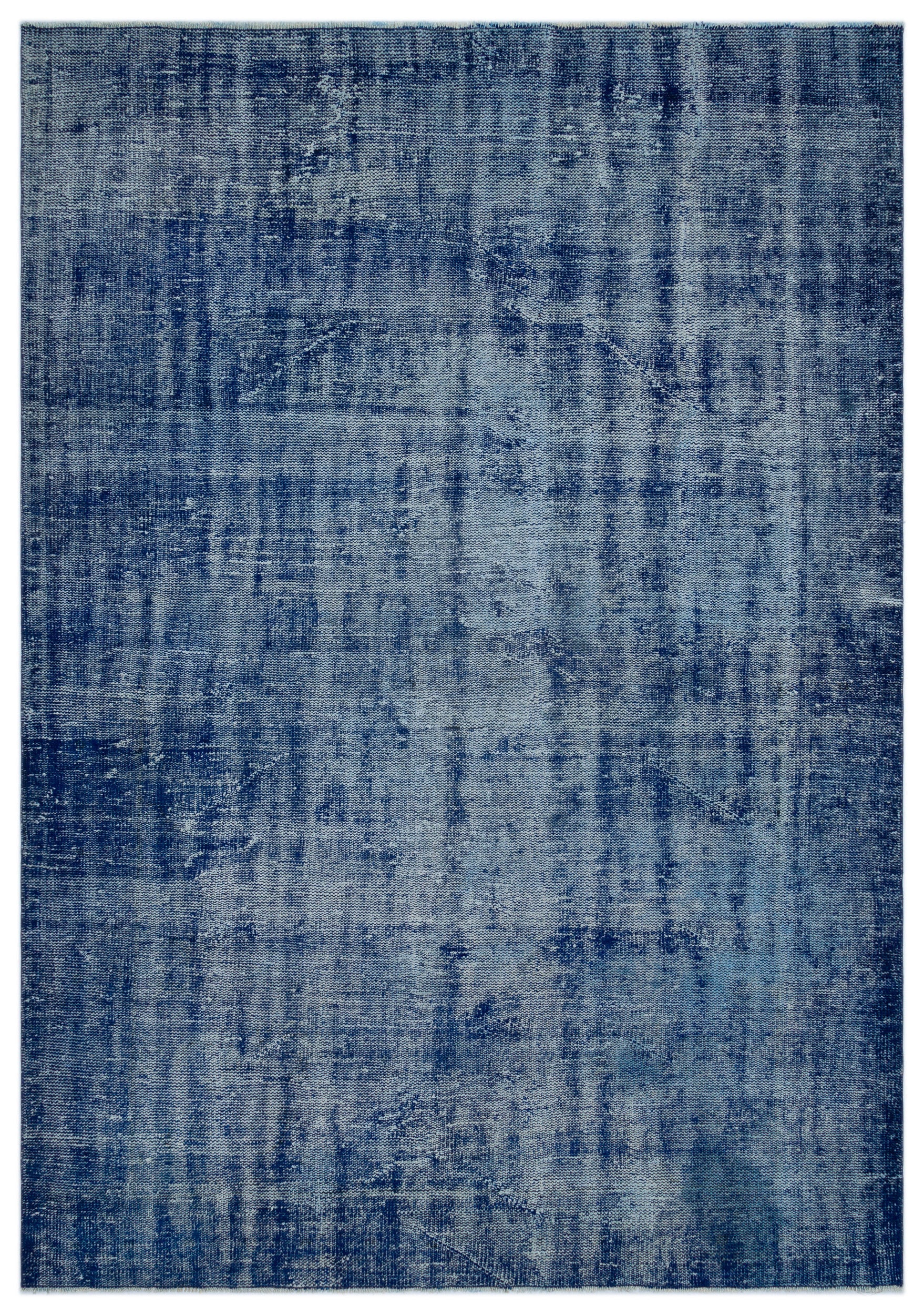 Blue Over Dyed Vintage Rug 6'2'' x 8'10'' ft 188 x 270 cm