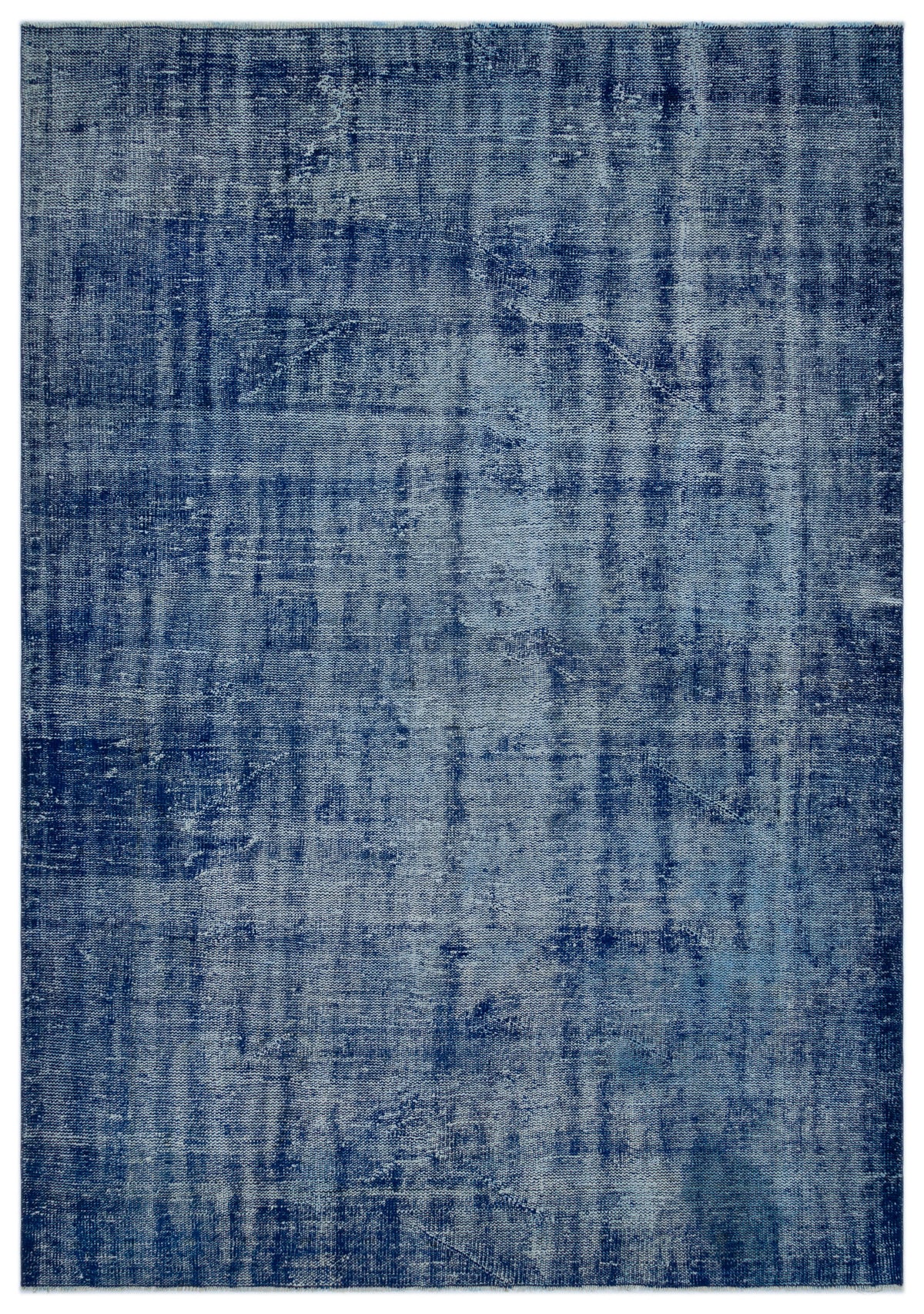 Blue Over Dyed Vintage Rug 6&#39;2&#39;&#39; x 8&#39;10&#39;&#39; ft 188 x 270 cm