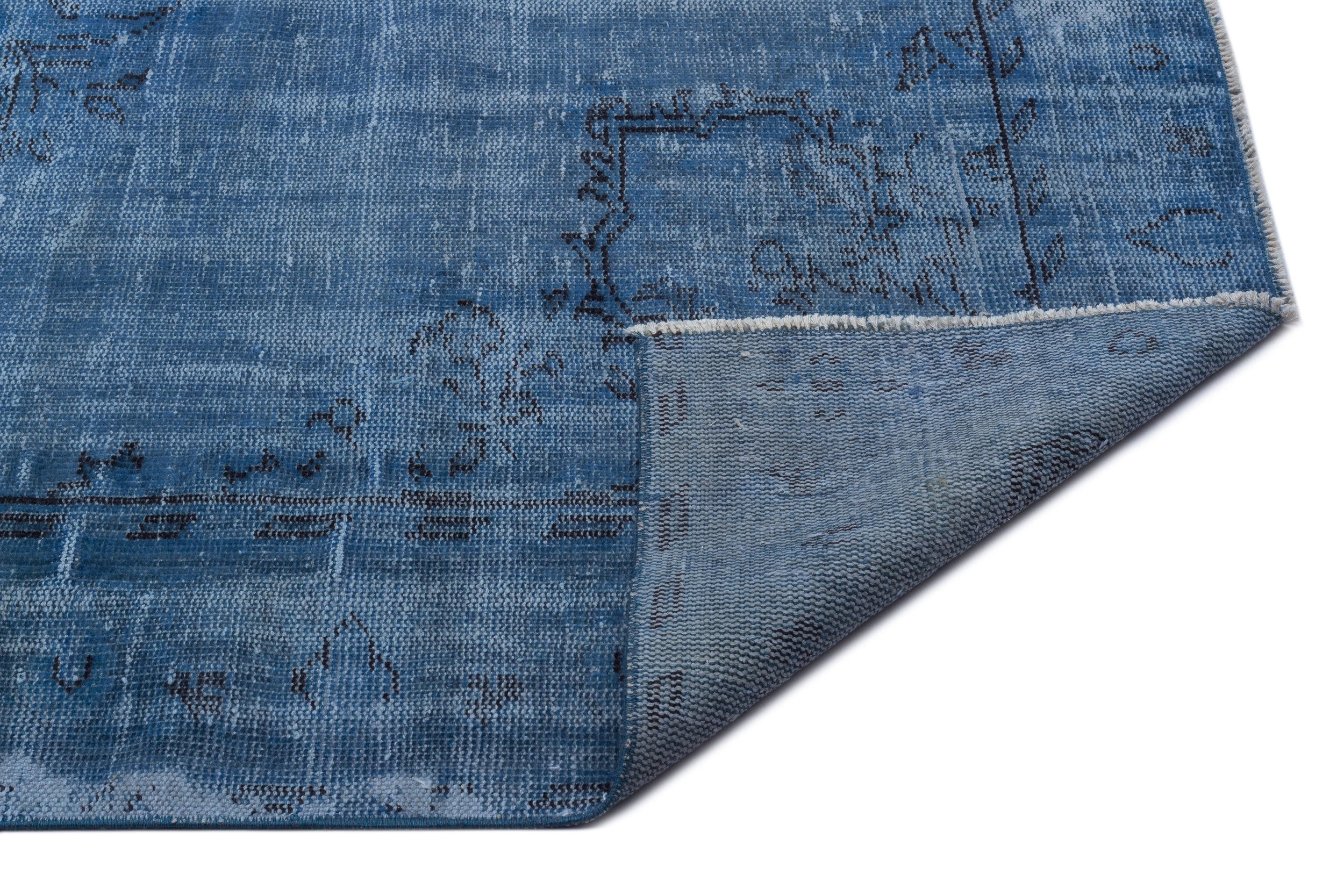 Blue Over Dyed Vintage Rug 6'3'' x 9'5'' ft 190 x 287 cm
