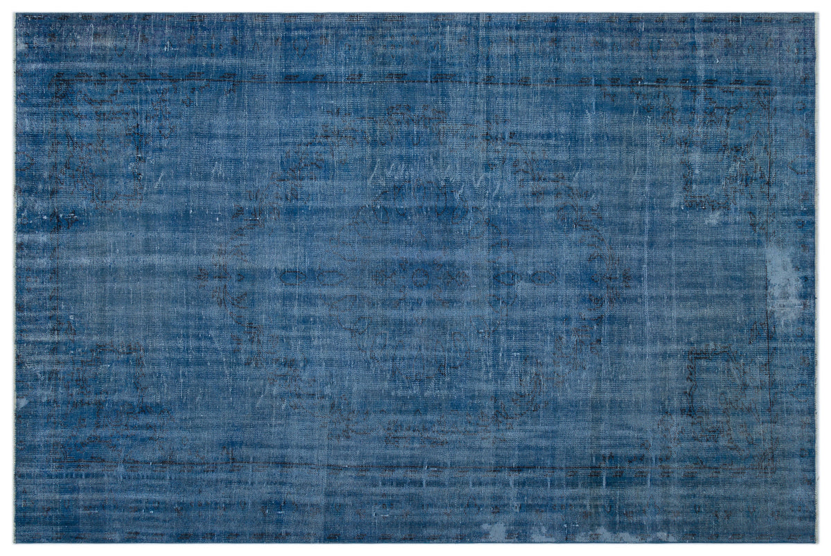 Traditional Design Blue Over Dyed Vintage Rug 6'3'' x 9'5'' ft 190 x 2 ...