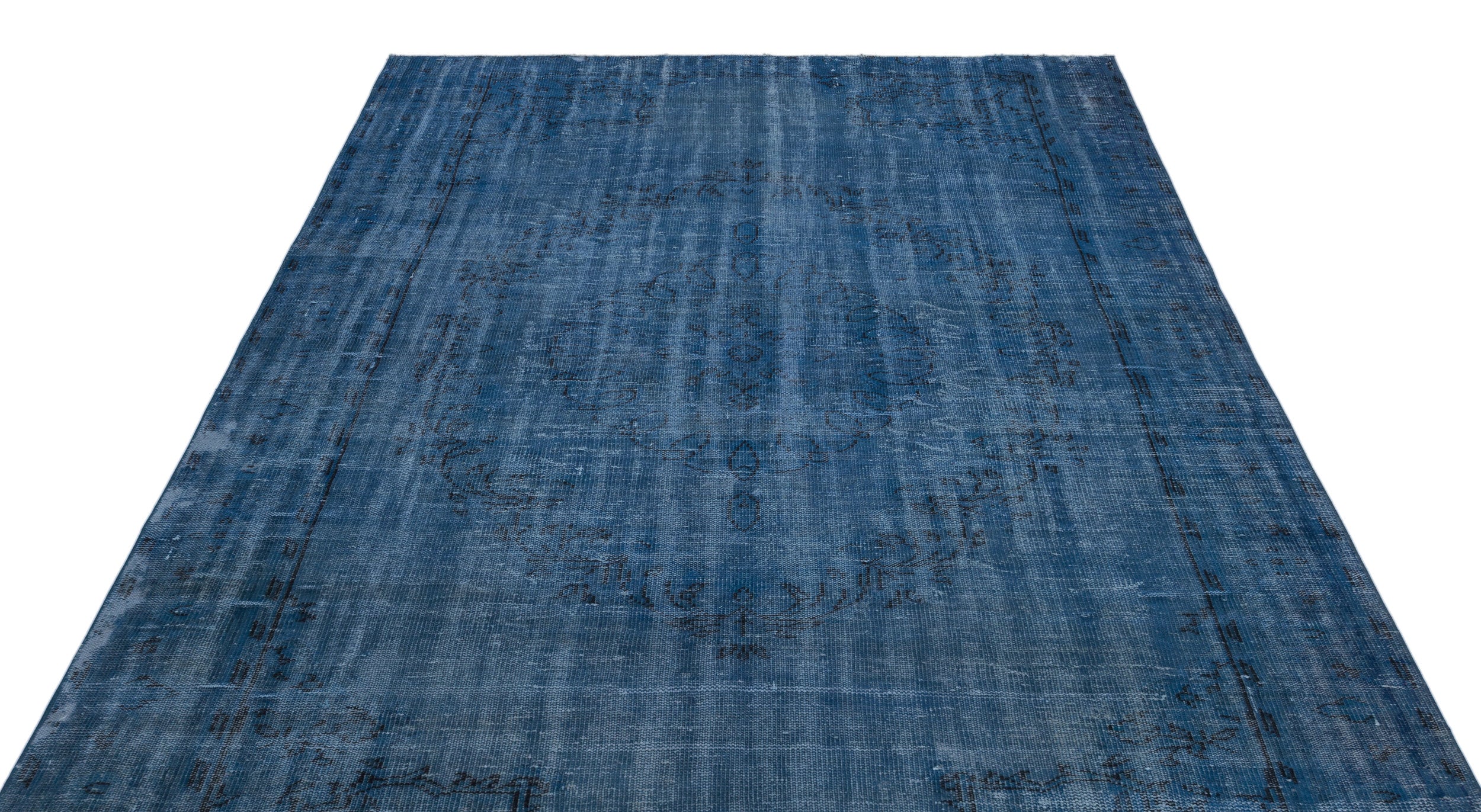 Traditional Design Blue Over Dyed Vintage Rug 6'3'' x 9'5'' ft 190 x 2 ...