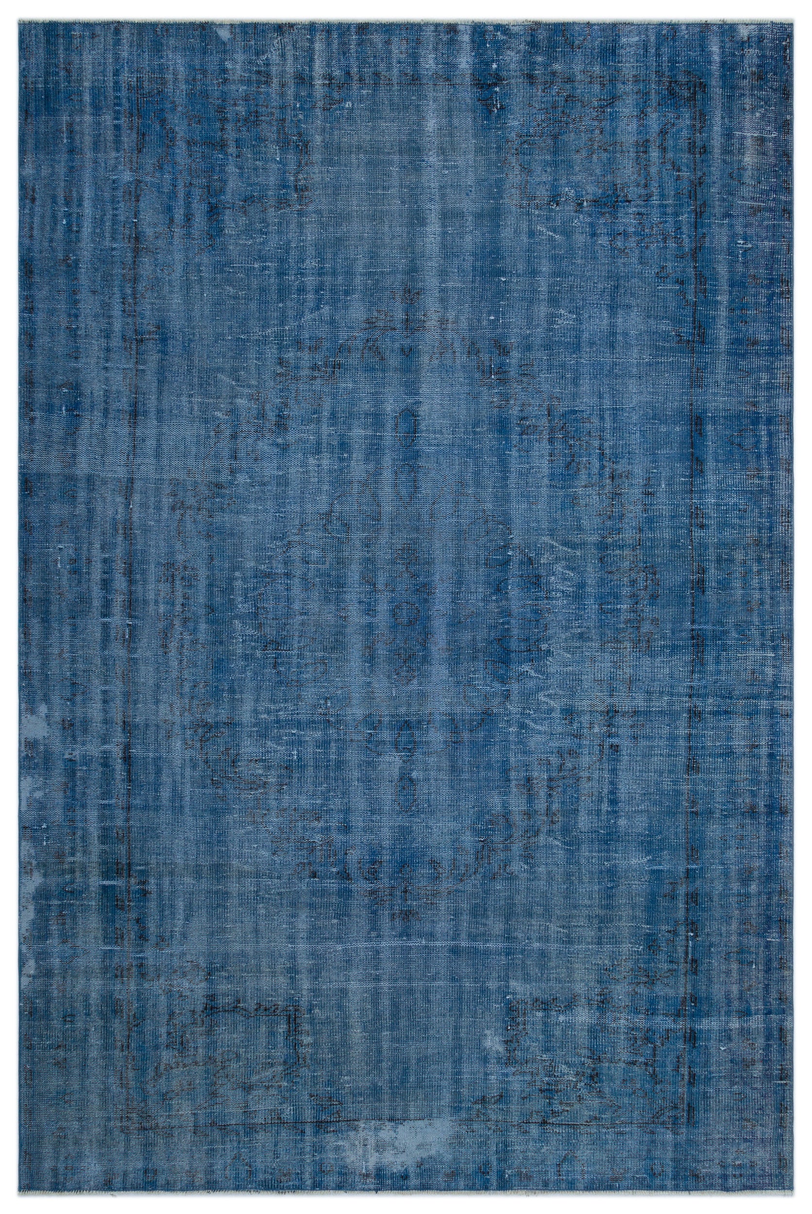 Blue Over Dyed Vintage Rug 6'3'' x 9'5'' ft 190 x 287 cm
