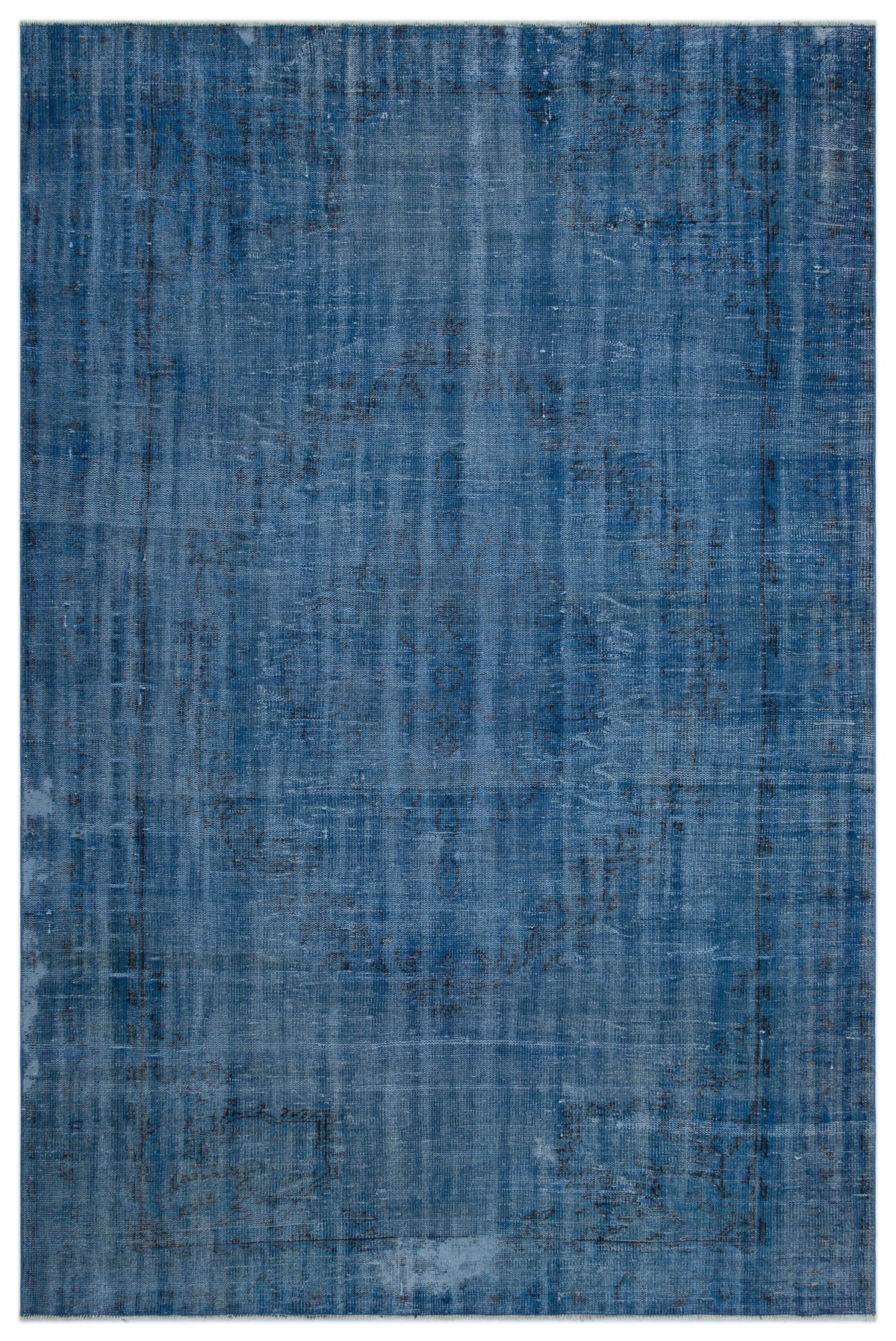 Blue Over Dyed Vintage Rug 6&#39;3&#39;&#39; x 9&#39;5&#39;&#39; ft 190 x 287 cm