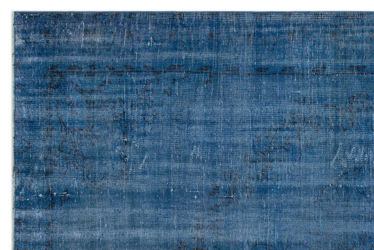Blue Over Dyed Vintage Rug 6&#39;3&#39;&#39; x 9&#39;5&#39;&#39; ft 190 x 287 cm