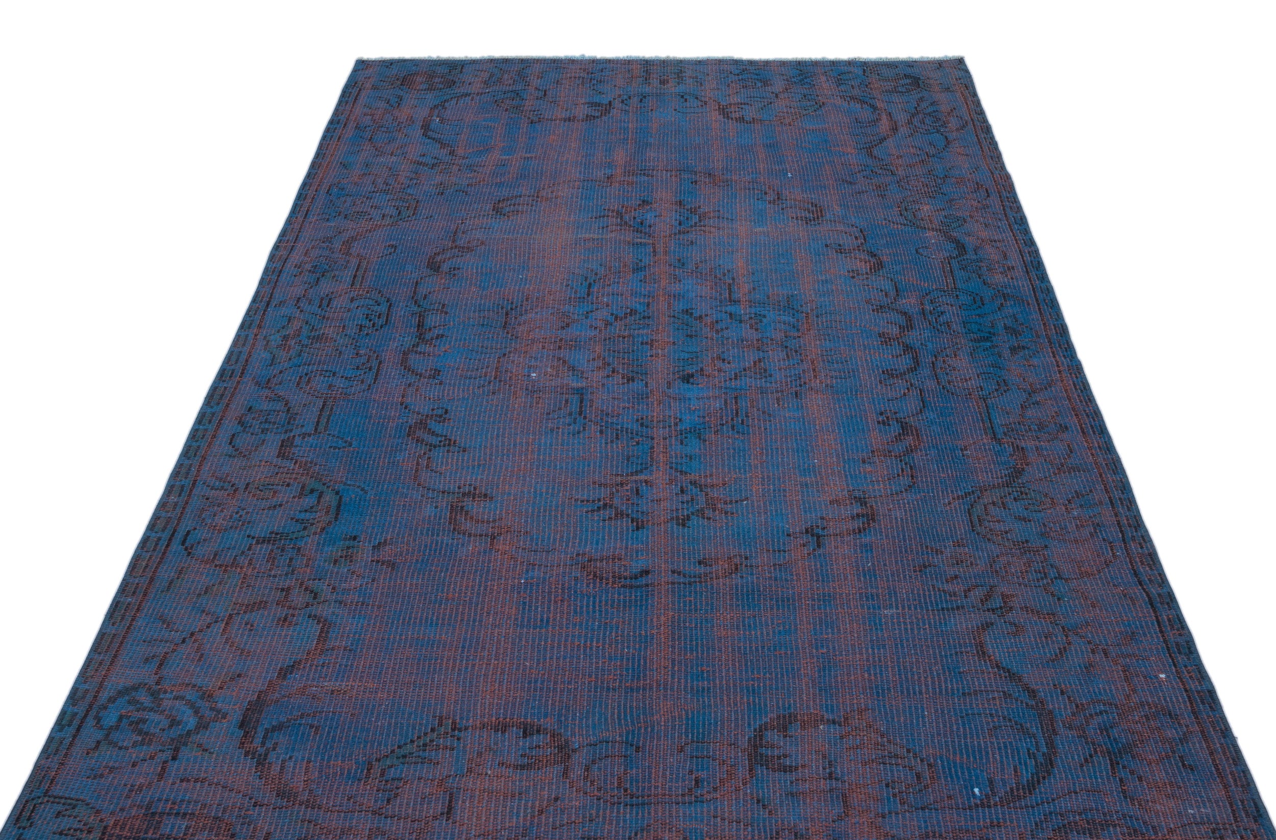 Blue Over Dyed Vintage Rug 4'11'' x 7'10'' ft 149 x 240 cm