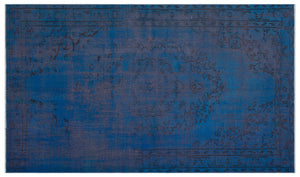 Blue Over Dyed Vintage Rug 5'5'' x 9'3'' ft 166 x 281 cm