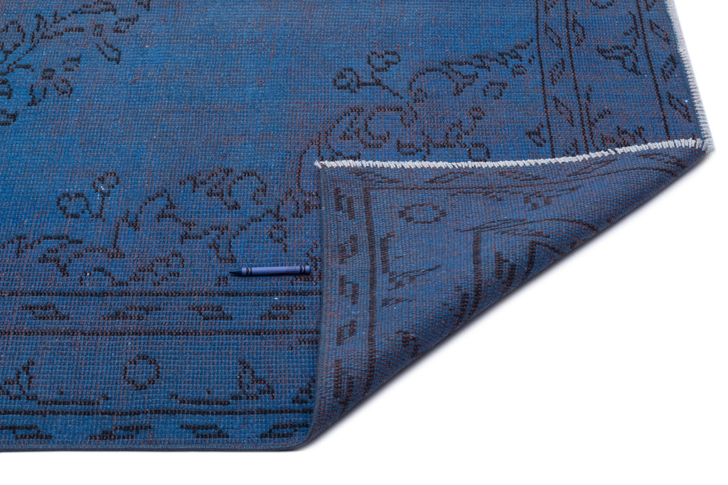 Blue Over Dyed Vintage Rug 5'5'' x 9'3'' ft 166 x 281 cm