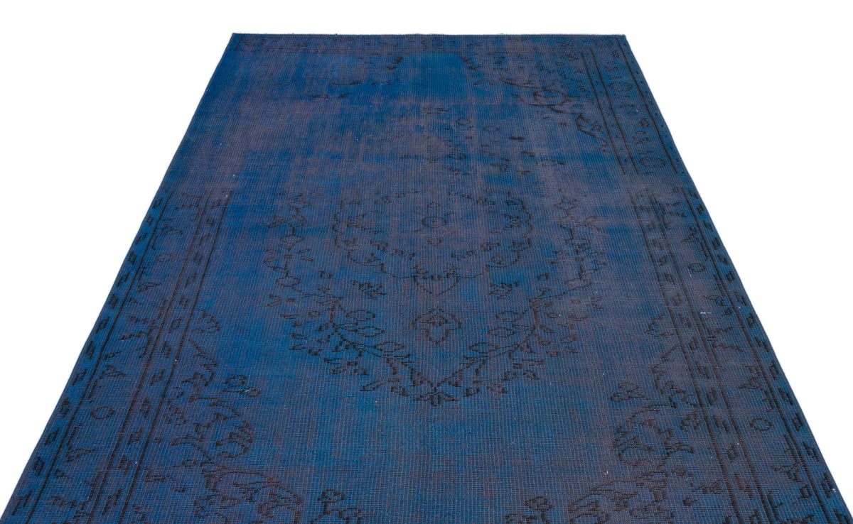 Blue Over Dyed Vintage Rug 5&#39;5&#39;&#39; x 9&#39;3&#39;&#39; ft 166 x 281 cm