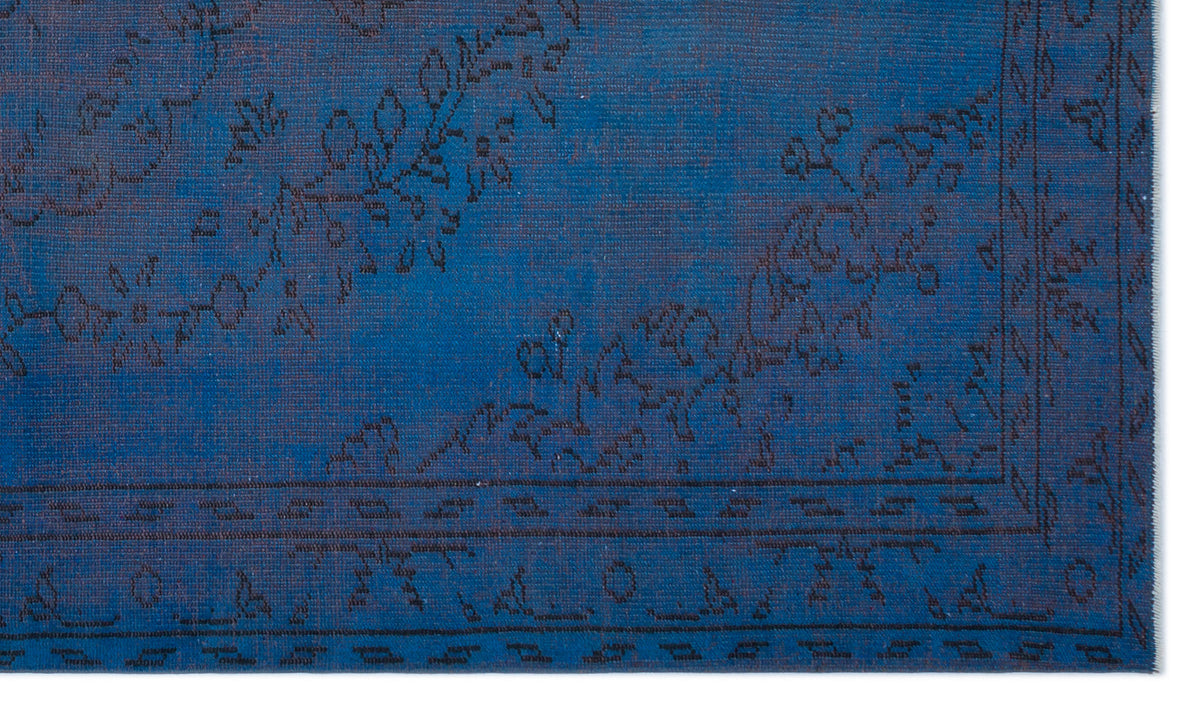 Blue Over Dyed Vintage Rug 5&#39;5&#39;&#39; x 9&#39;3&#39;&#39; ft 166 x 281 cm