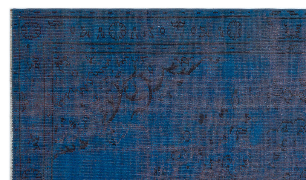 Blue Over Dyed Vintage Rug 5'5'' x 9'3'' ft 166 x 281 cm