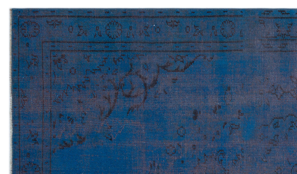 Blue Over Dyed Vintage Rug 5&#39;5&#39;&#39; x 9&#39;3&#39;&#39; ft 166 x 281 cm
