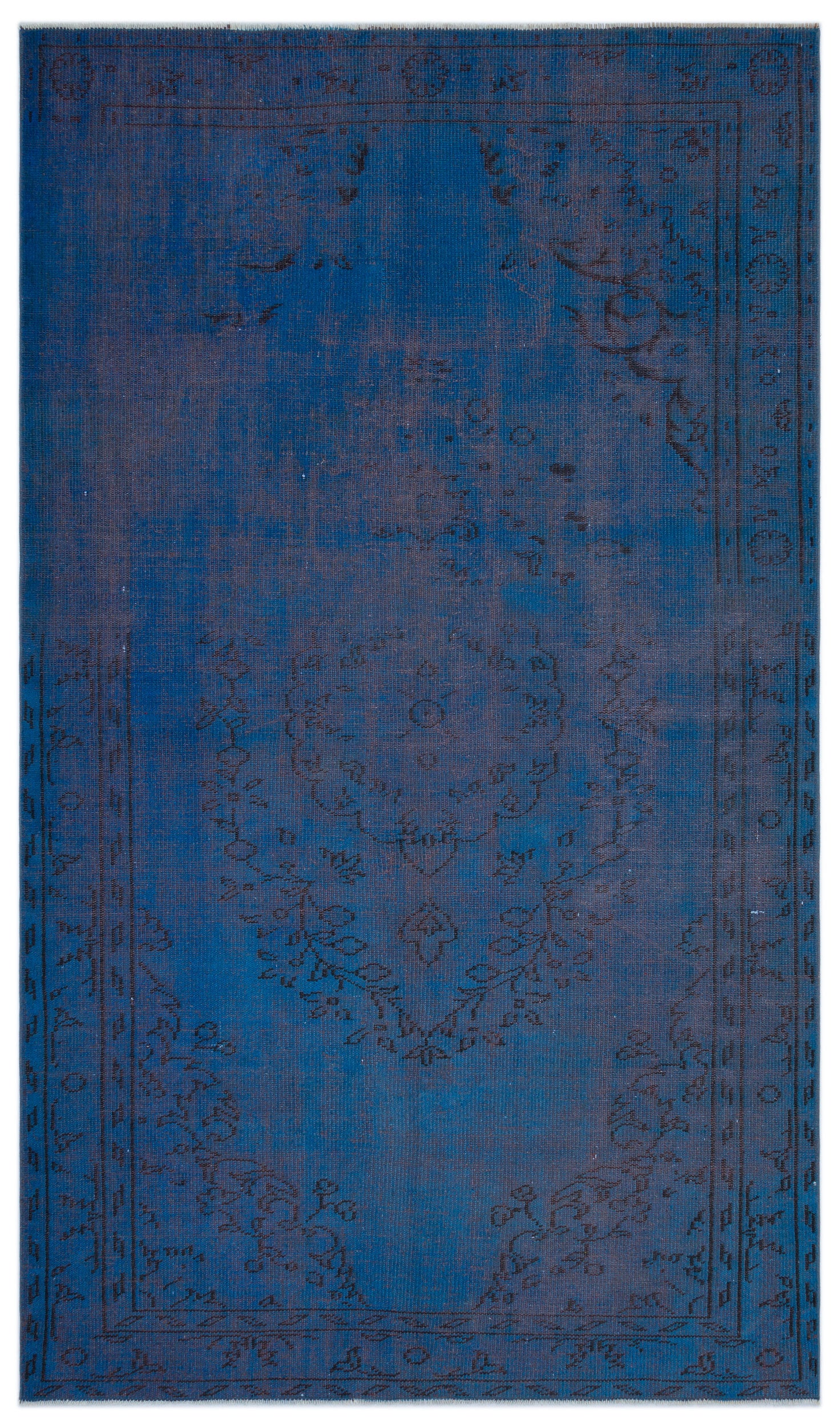 Blue Over Dyed Vintage Rug 5'5'' x 9'3'' ft 166 x 281 cm