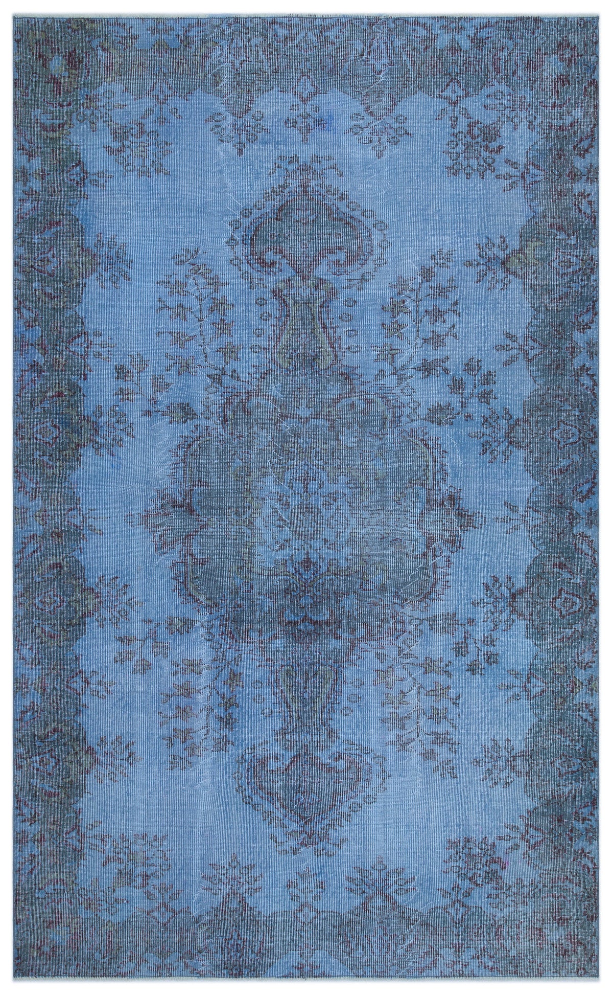 Blue Over Dyed Vintage Rug 5&#39;6&#39;&#39; x 9&#39;0&#39;&#39; ft 168 x 275 cm