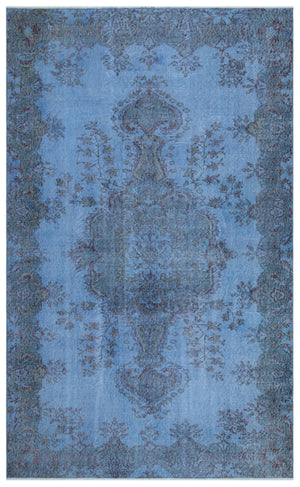 Blue Over Dyed Vintage Rug 5'6'' x 9'0'' ft 168 x 275 cm