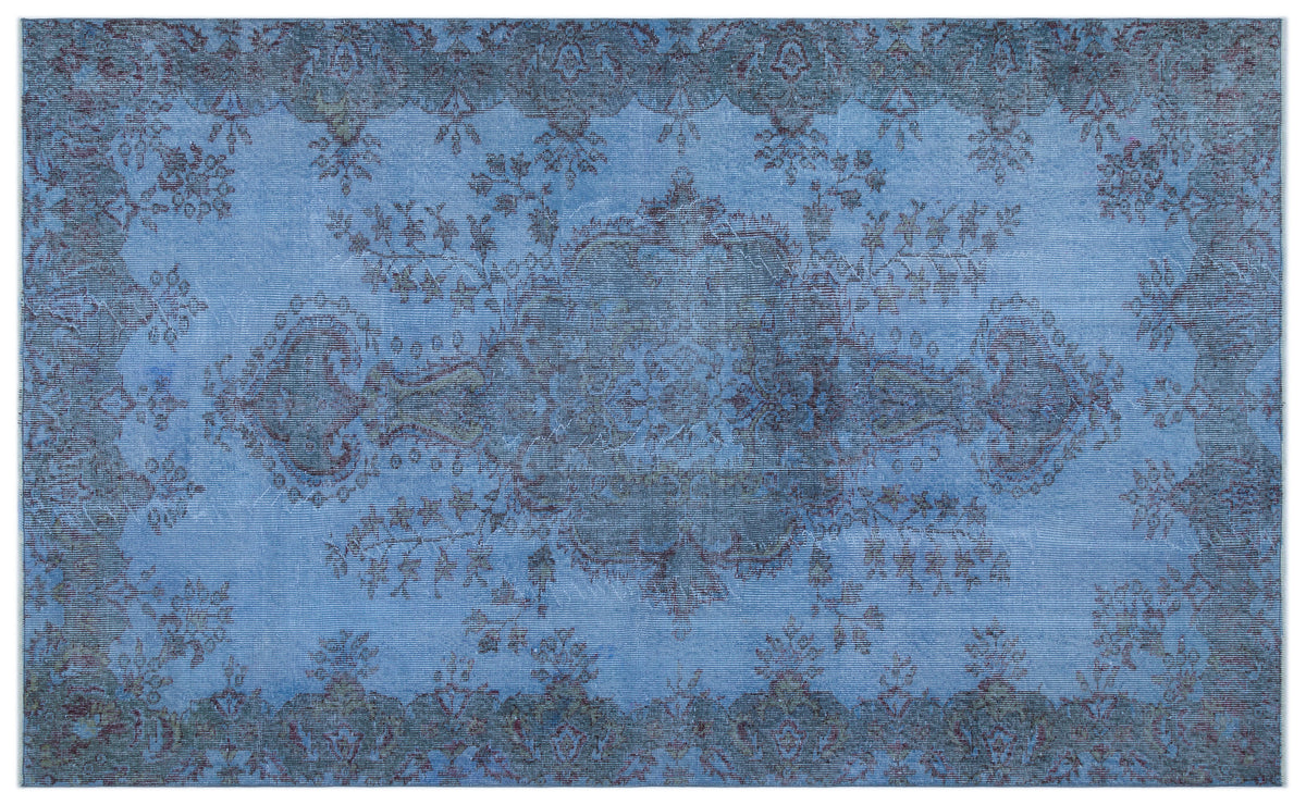 Blue Over Dyed Vintage Rug 5&#39;6&#39;&#39; x 9&#39;0&#39;&#39; ft 168 x 275 cm