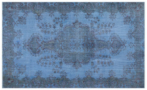 Blue Over Dyed Vintage Rug 5'6'' x 9'0'' ft 168 x 275 cm