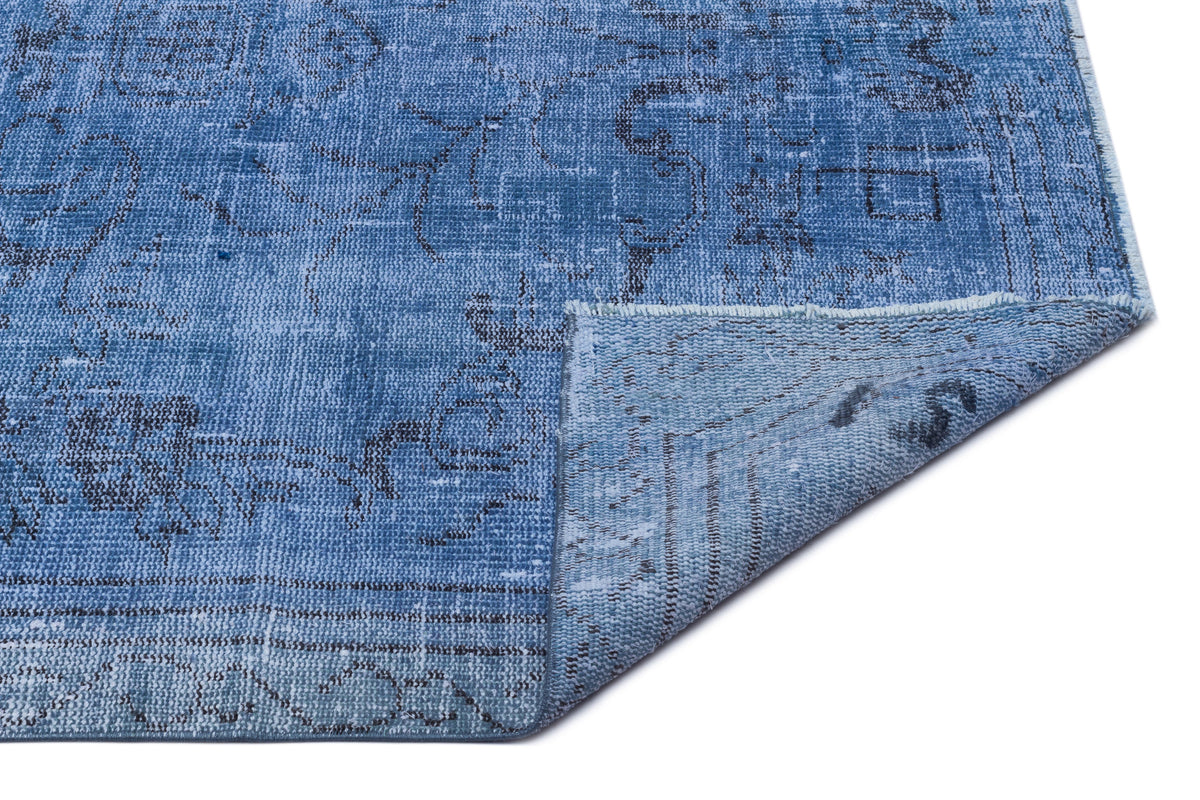 Blue Over Dyed Vintage Rug 5&#39;3&#39;&#39; x 8&#39;10&#39;&#39; ft 161 x 270 cm