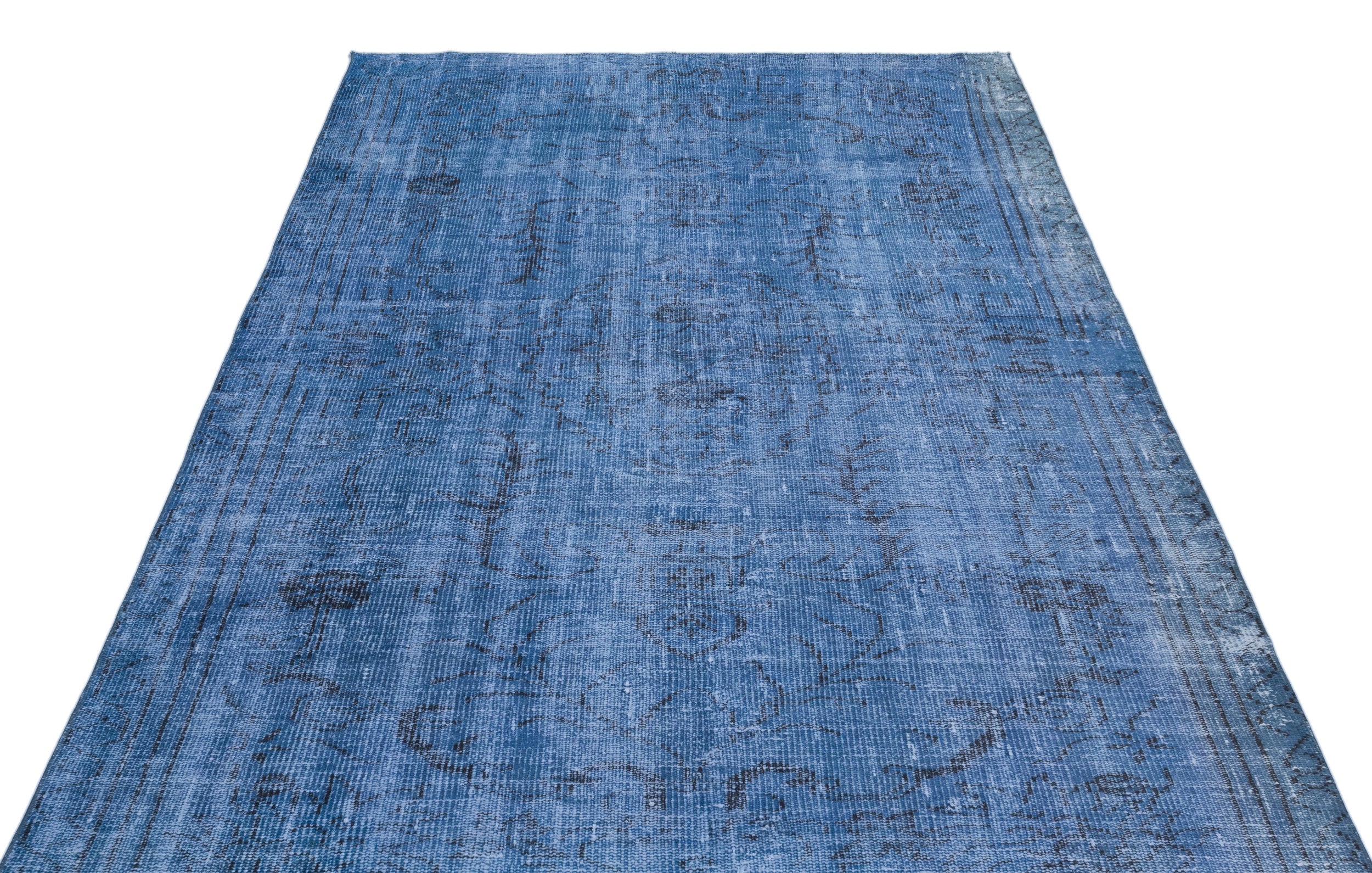 Blue Over Dyed Vintage Rug 5'3'' x 8'10'' ft 161 x 270 cm