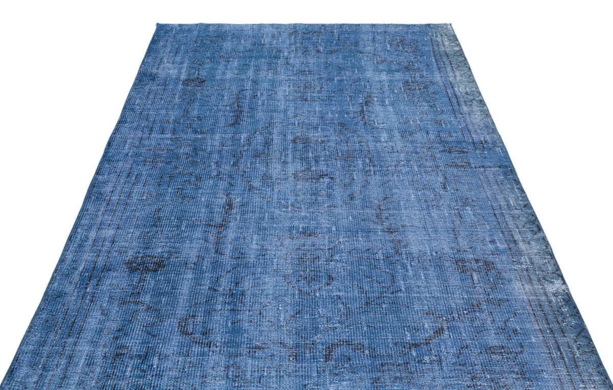 Blue Over Dyed Vintage Rug 5&#39;3&#39;&#39; x 8&#39;10&#39;&#39; ft 161 x 270 cm