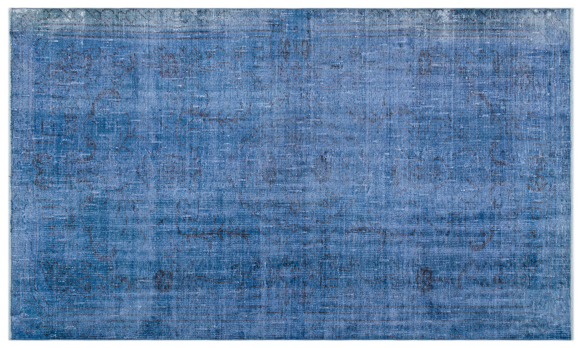 Blue Over Dyed Vintage Rug 5&#39;3&#39;&#39; x 8&#39;10&#39;&#39; ft 161 x 270 cm