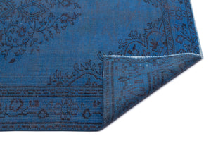 Blue Over Dyed Vintage Rug 4'11'' x 8'2'' ft 150 x 250 cm