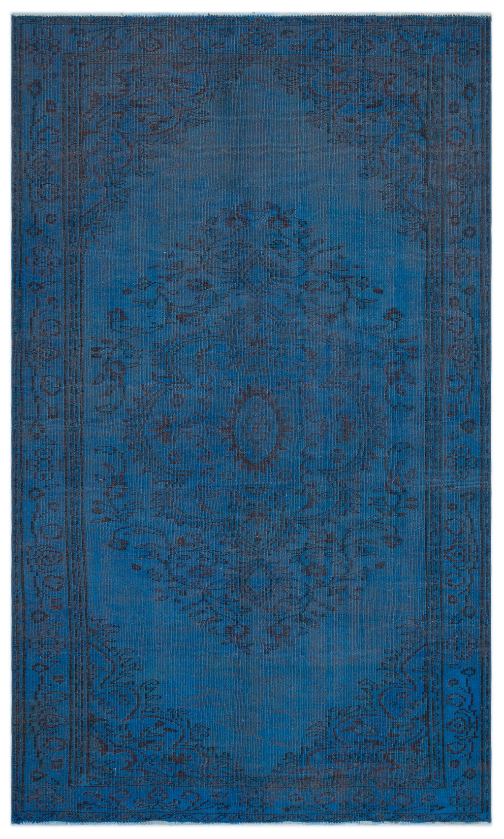 Blue Over Dyed Vintage Rug 4'11'' x 8'2'' ft 150 x 250 cm
