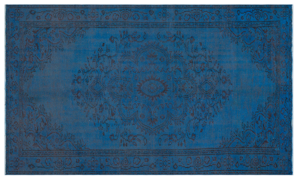 Blue Over Dyed Vintage Rug 4'11'' x 8'2'' ft 150 x 250 cm