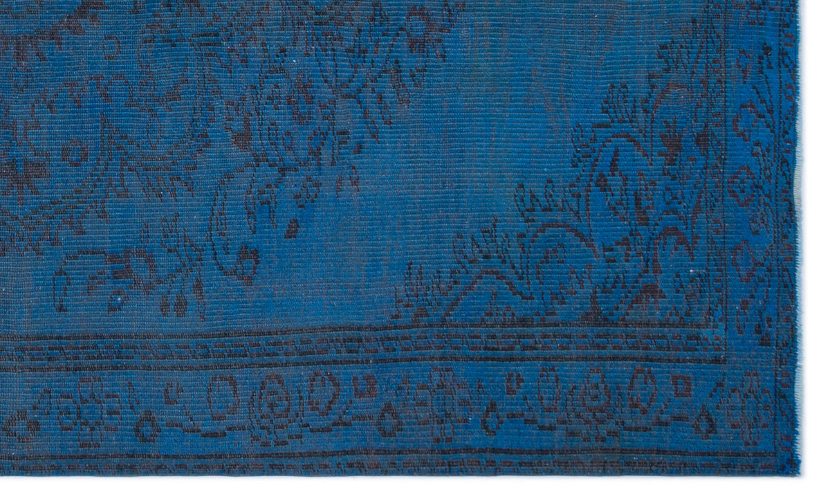 Blue Over Dyed Vintage Rug 4&#39;11&#39;&#39; x 8&#39;2&#39;&#39; ft 150 x 250 cm