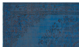 Blue Over Dyed Vintage Rug 4'11'' x 8'2'' ft 150 x 250 cm