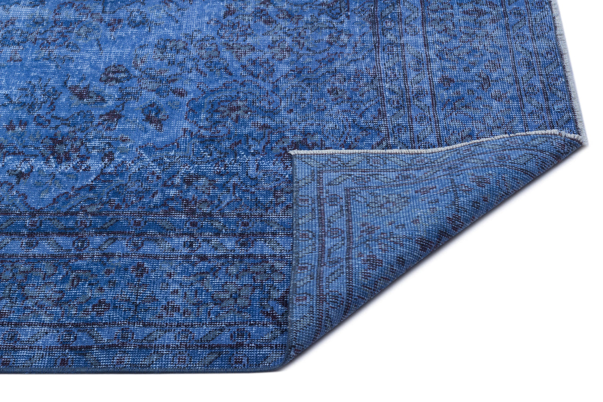 Blue Over Dyed Vintage Rug 5&#39;6&#39;&#39; x 9&#39;5&#39;&#39; ft 167 x 286 cm