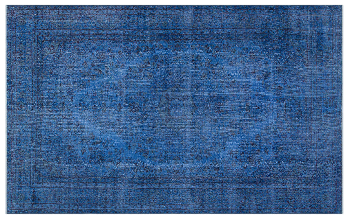 Blue Over Dyed Vintage Rug 5&#39;6&#39;&#39; x 9&#39;5&#39;&#39; ft 167 x 286 cm