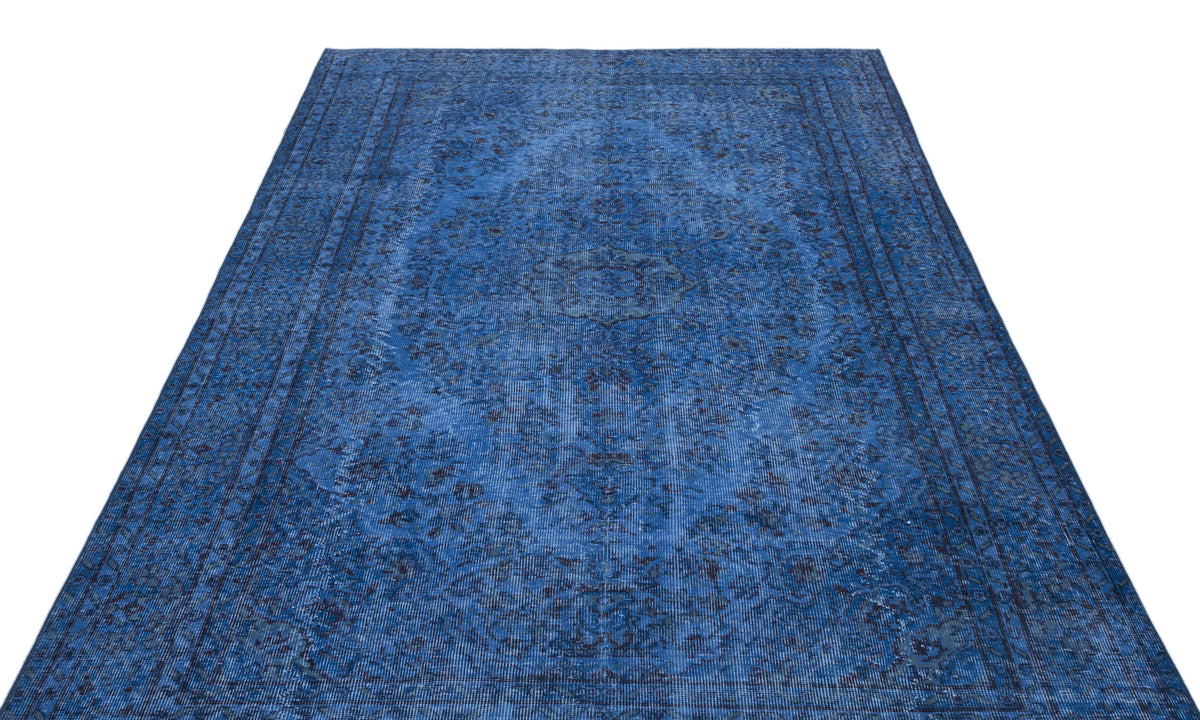 Blue Over Dyed Vintage Rug 5&#39;6&#39;&#39; x 9&#39;5&#39;&#39; ft 167 x 286 cm