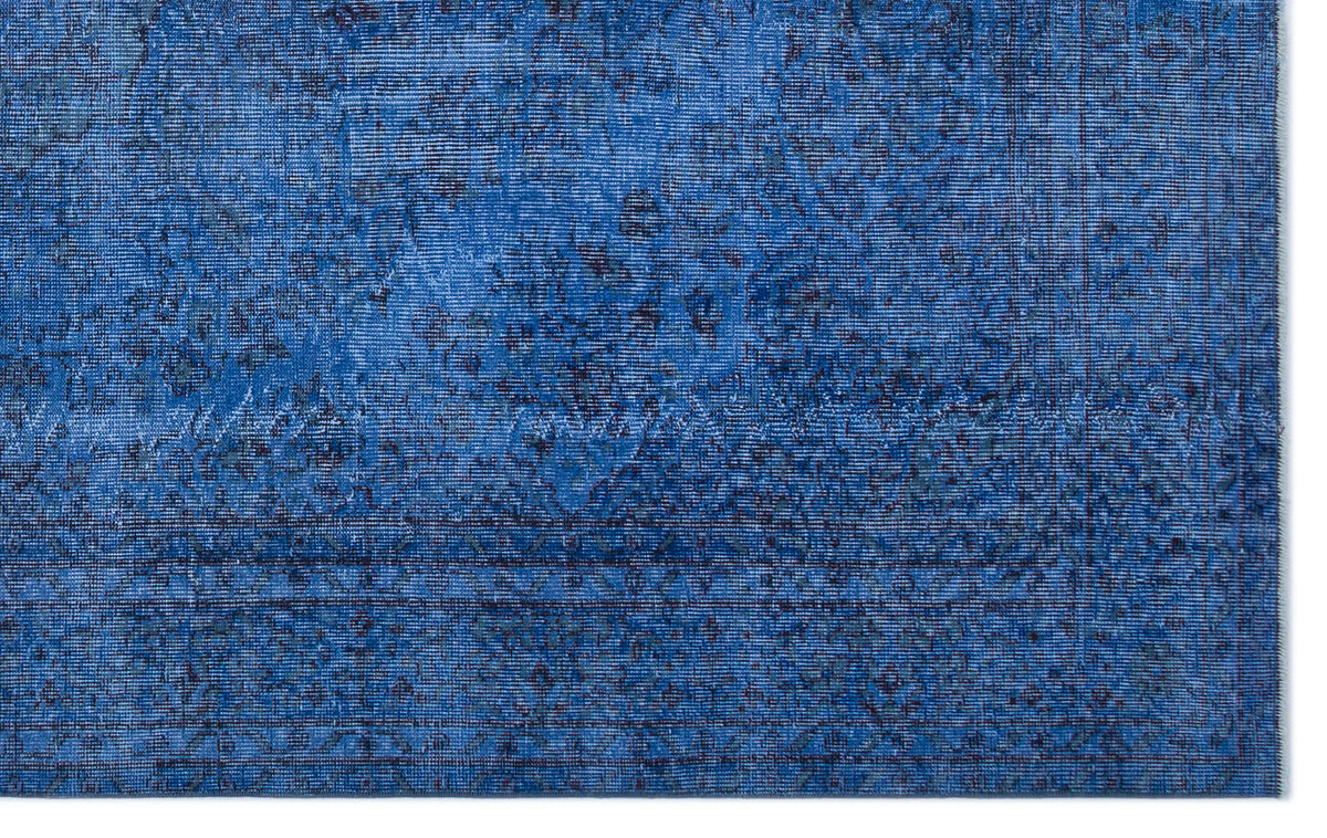 Blue Over Dyed Vintage Rug 5&#39;6&#39;&#39; x 9&#39;5&#39;&#39; ft 167 x 286 cm