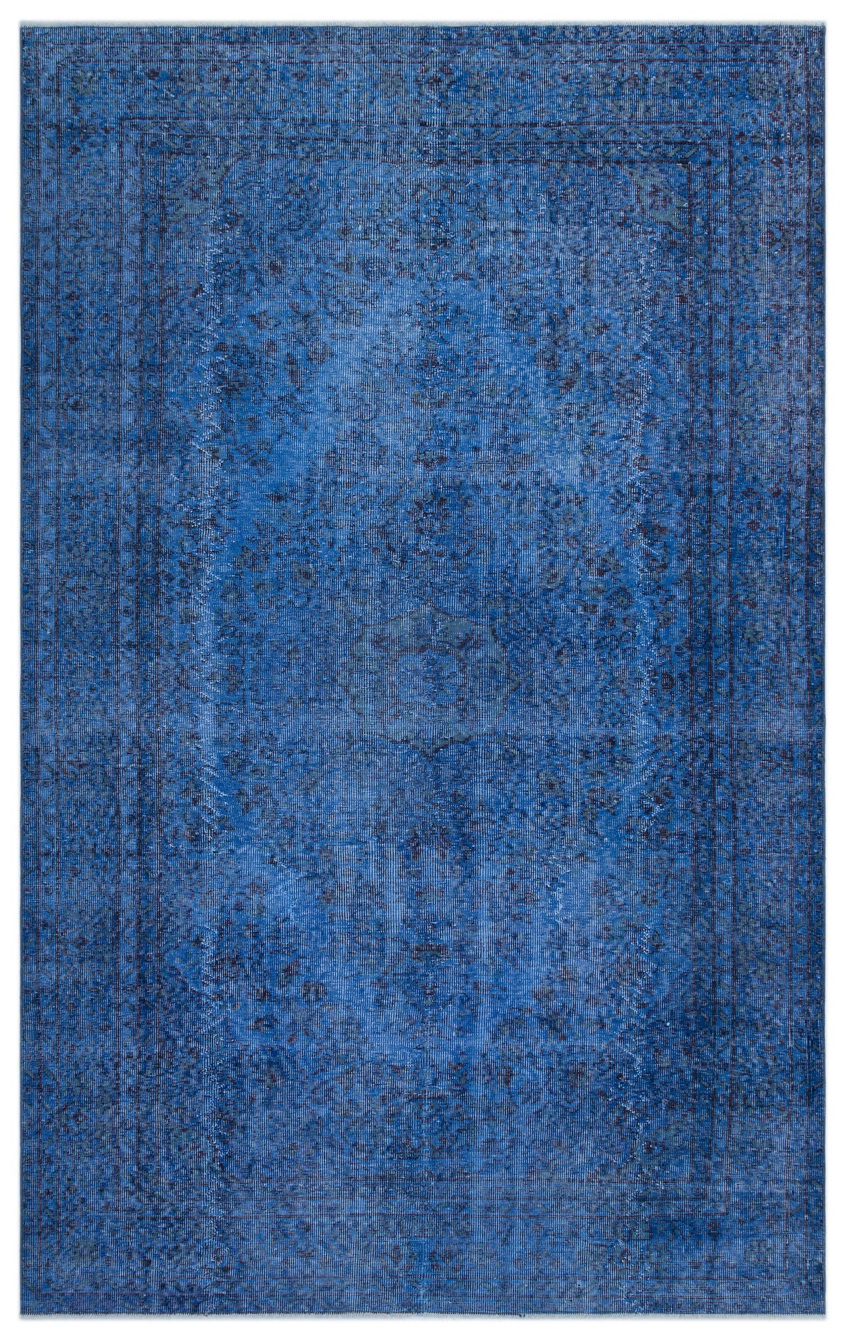 Blue Over Dyed Vintage Rug 5&#39;6&#39;&#39; x 9&#39;5&#39;&#39; ft 167 x 286 cm