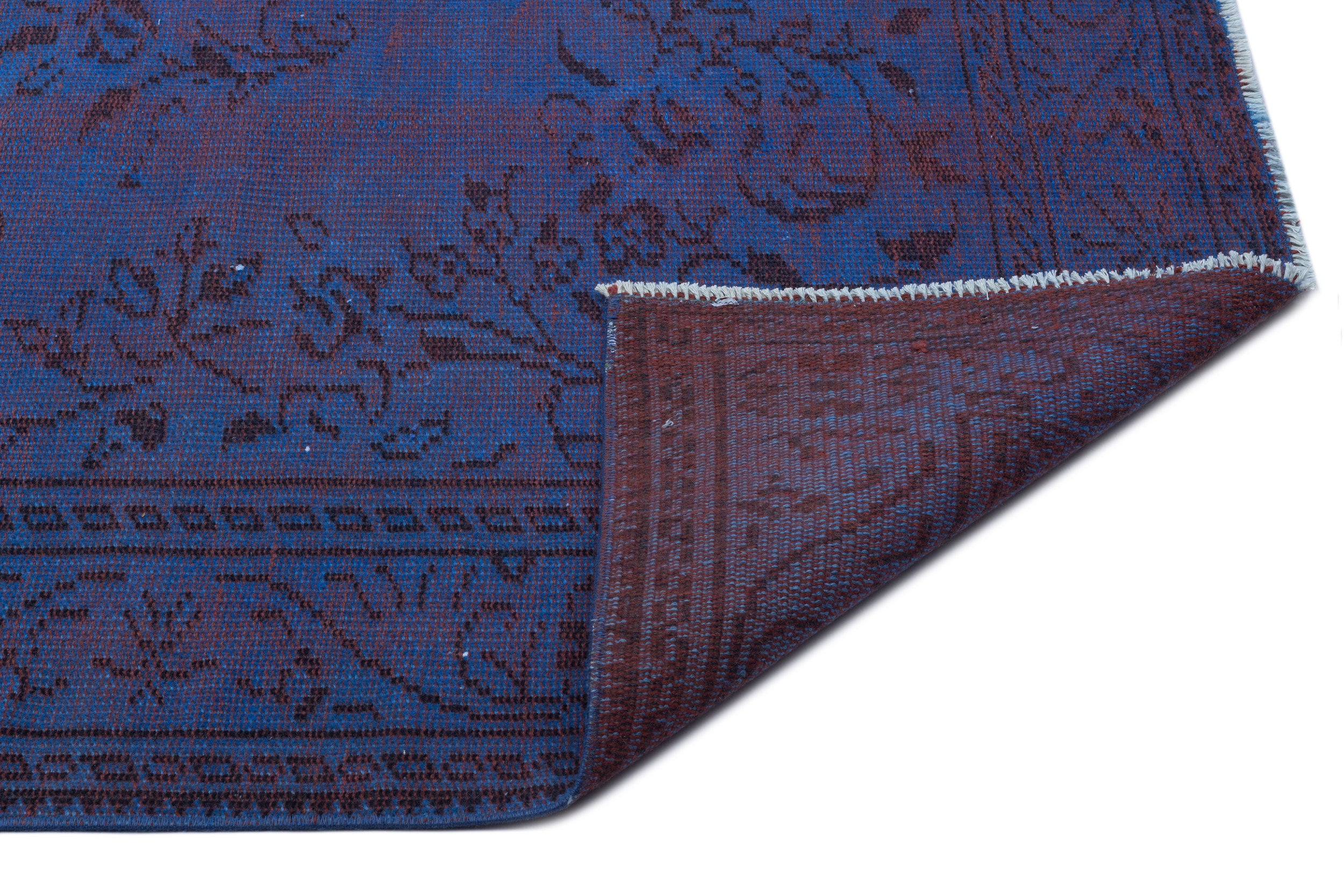Blue Over Dyed Vintage Rug 5'10'' x 9'8'' ft 179 x 294 cm