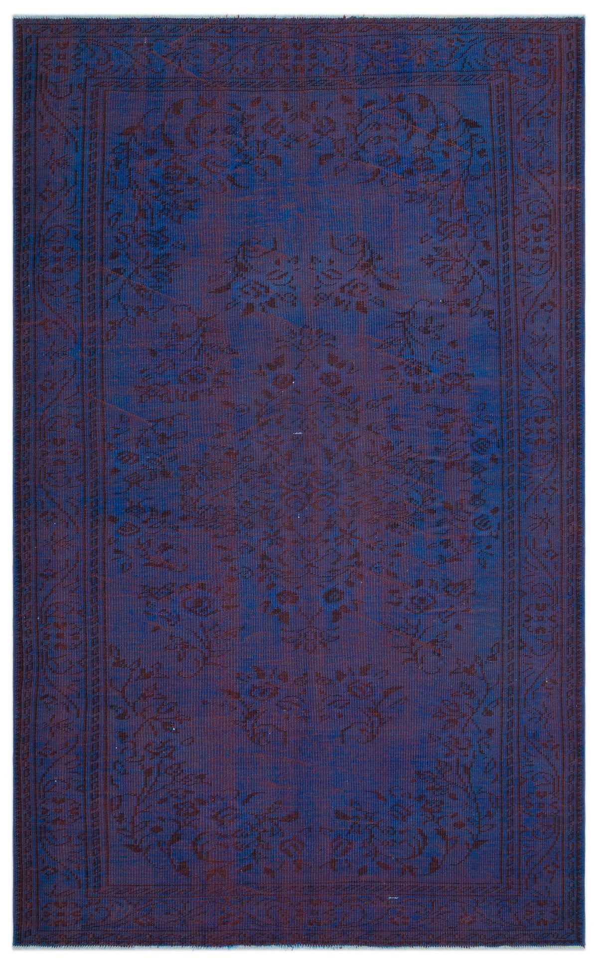 Blue Over Dyed Vintage Rug 5&#39;10&#39;&#39; x 9&#39;8&#39;&#39; ft 179 x 294 cm