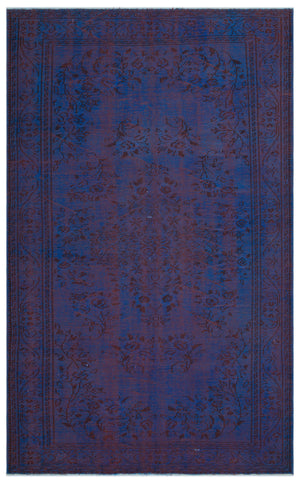 Blue Over Dyed Vintage Rug 5'10'' x 9'8'' ft 179 x 294 cm