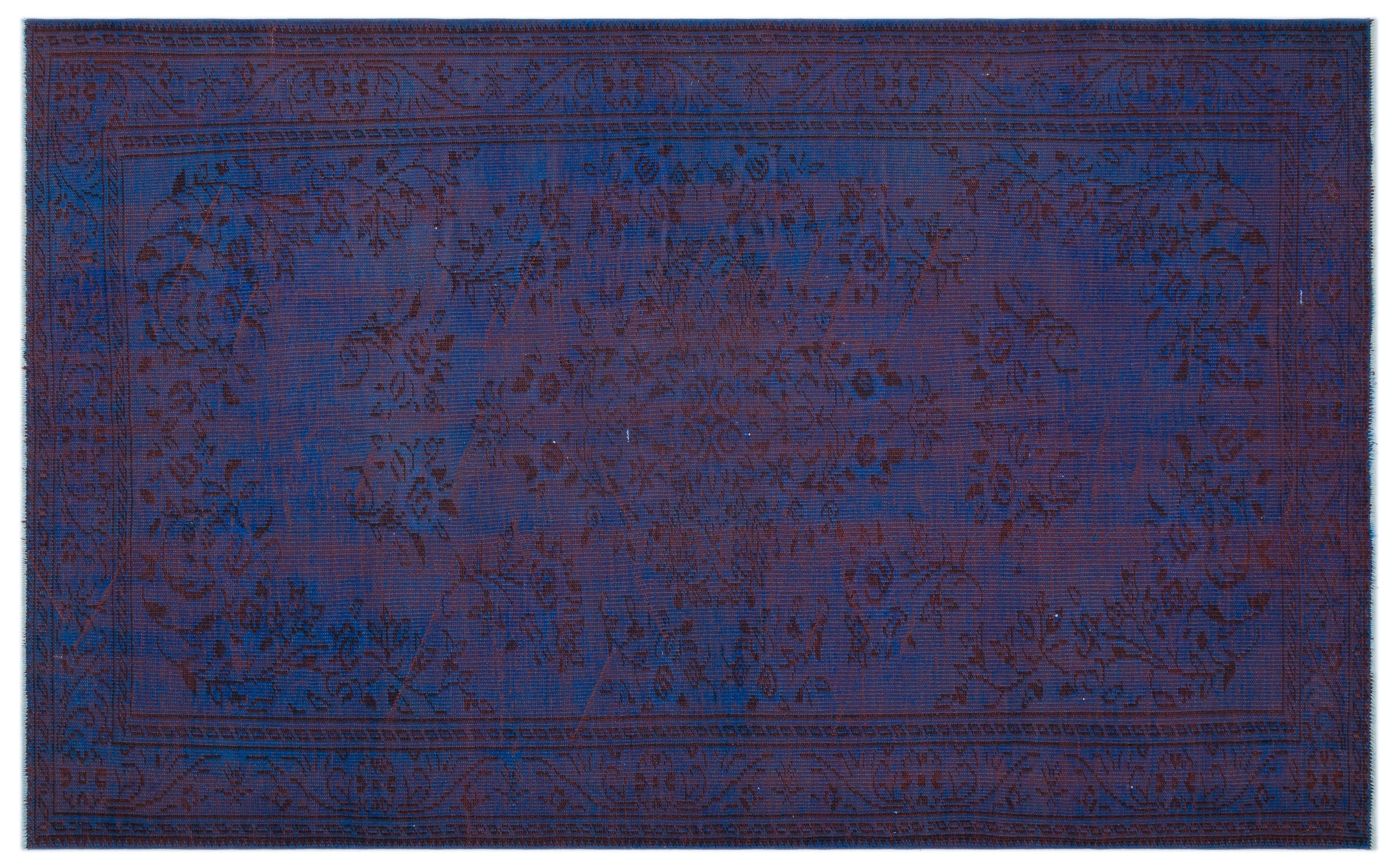 Blue Over Dyed Vintage Rug 5'10'' x 9'8'' ft 179 x 294 cm