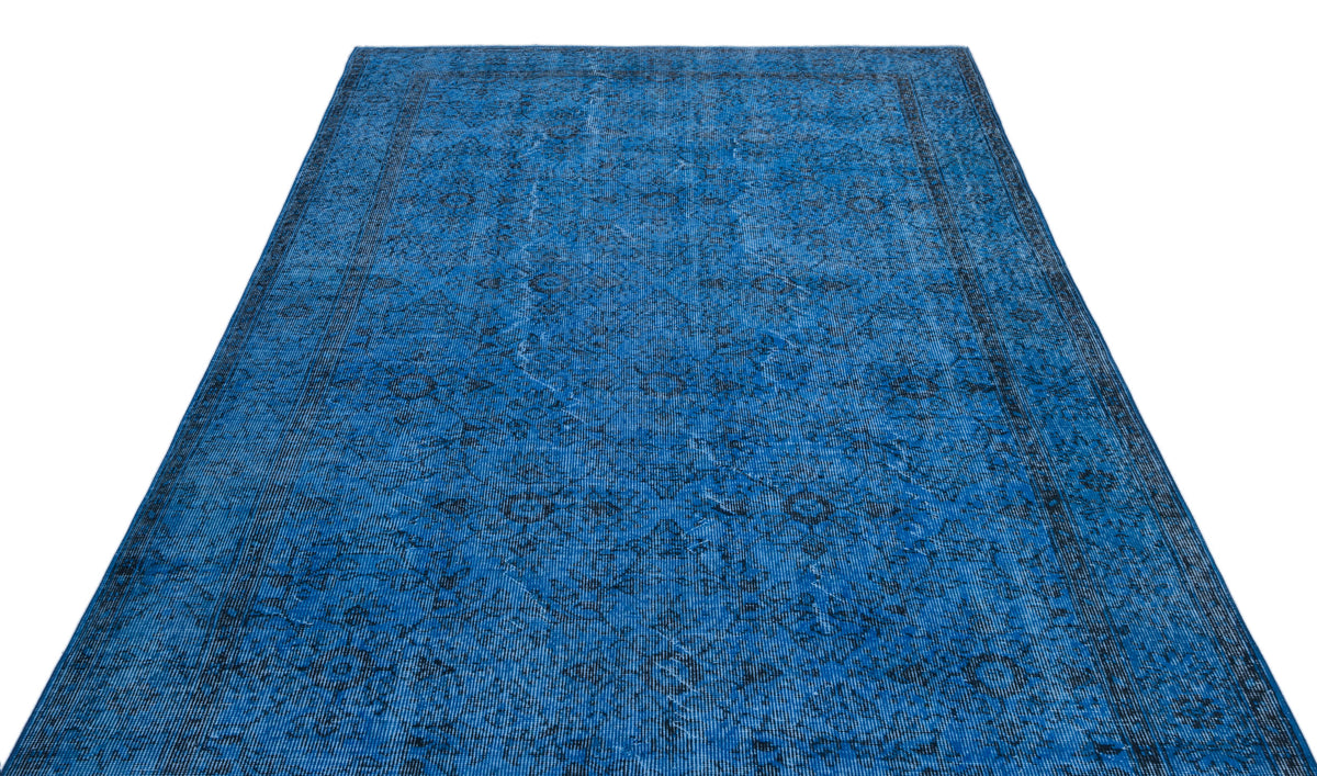 Blue Over Dyed Vintage Rug 5&#39;10&#39;&#39; x 9&#39;5&#39;&#39; ft 178 x 288 cm