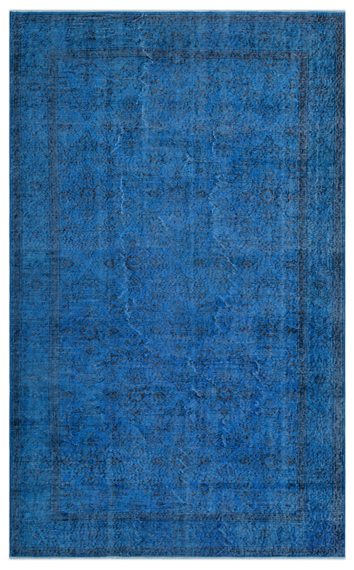 Blue Over Dyed Vintage Rug 5&#39;10&#39;&#39; x 9&#39;5&#39;&#39; ft 178 x 288 cm